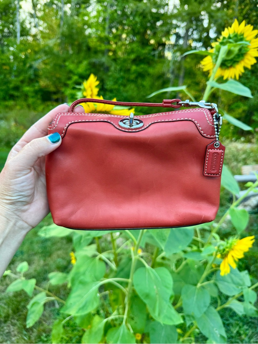 Coach Terracotta Leather Willis Turnlock Wristlet